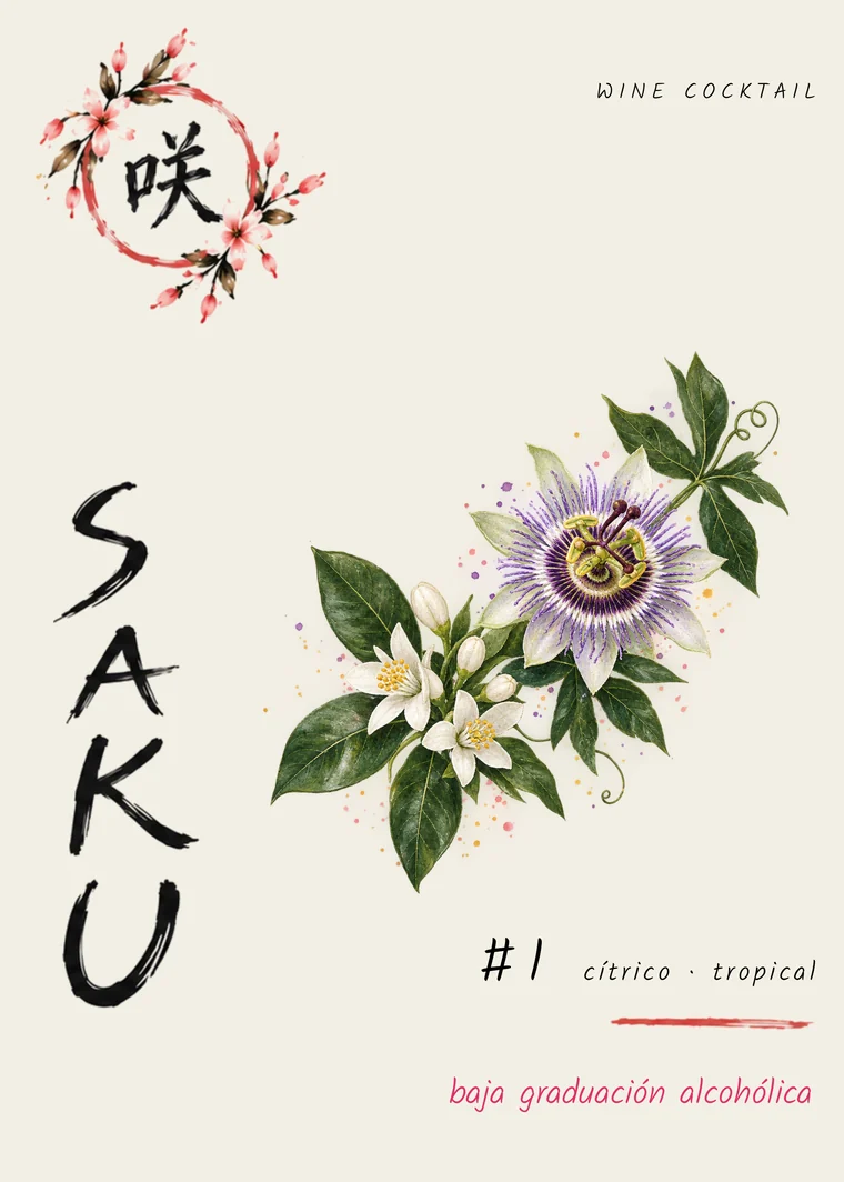 Etiqueta de SAKU #1, cítrico y tropical