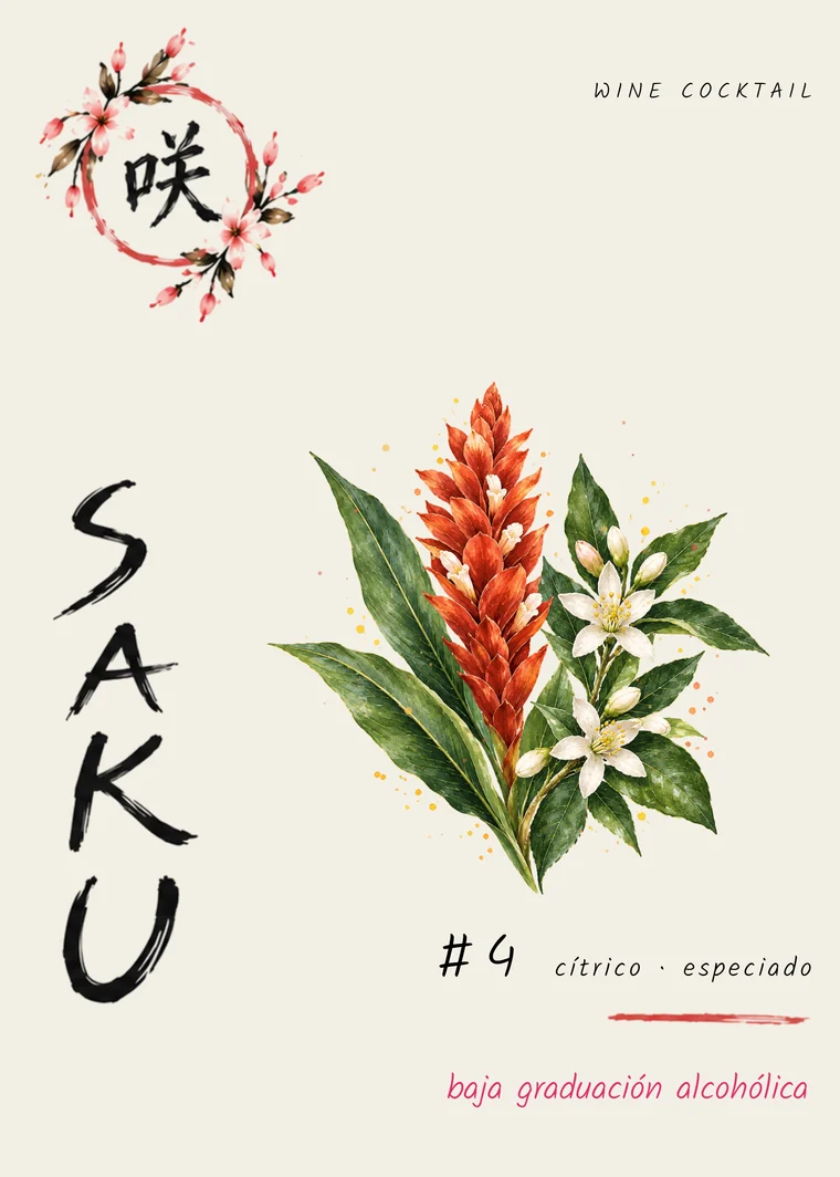 Etiqueta de SAKU #4, cítrico y especiado